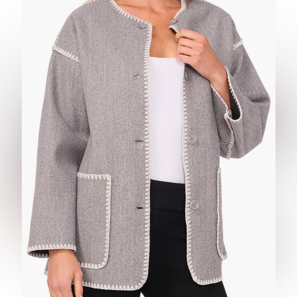 Halogen || ultimate gray whipstitch patch pocket cardigan